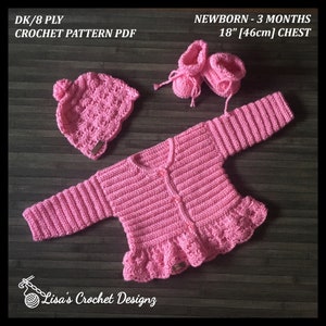 Crochet PATTERN Emma Baby Cardigan With Peplum Hat and - Etsy