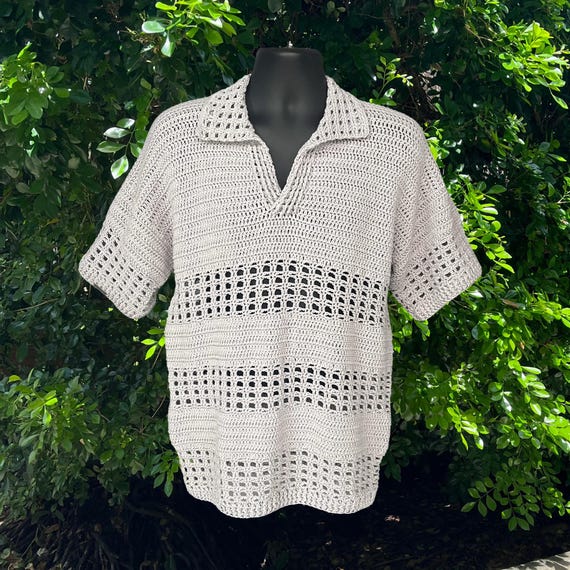 Crochet Pattern – Taylor Men’s Crochet Polo Shirt | Unisex Collared Shirt (S–5XL), DK 8 Ply