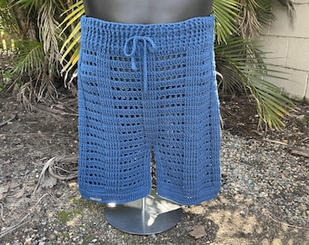 Modello all'uncinetto – Pantaloncini in rete all'uncinetto Ocean taglie S–5XL, pantaloncini da uomo all'uncinetto, pantaloncini estivi unisex, uomo e donna, SOLO IN INGLESE