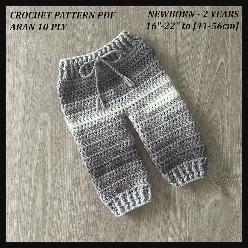 CROCHET PATTERN Rebel Crochet Baby Pants Crochet Baby Trousers Crochet Baby Leggings Crochet Baby Joggers Newborn 2 Years image 2