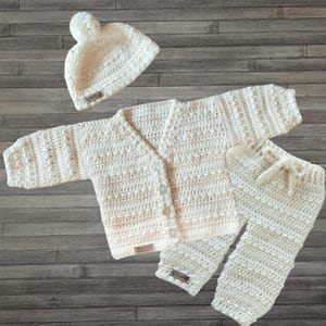 Crochet Pattern - Ashley Set - Baby Toddler Child Sweater Cardigan and Hat to 10 Years and Crochet Baby Pants to 2 Years. ENGLISH ONLY.