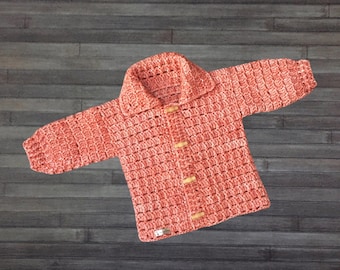 Crochet Pattern - James Collared Baby Jacket 3 Sizes (0-2 Years) Crochet Baby Sweater, Aran 10 Ply or Worsted 4