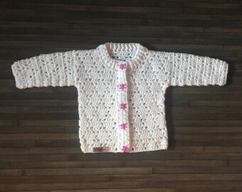 Crochet PATTERN - Rihanna Baby Cardigan Newborn to 3 Months DK/8 Ply