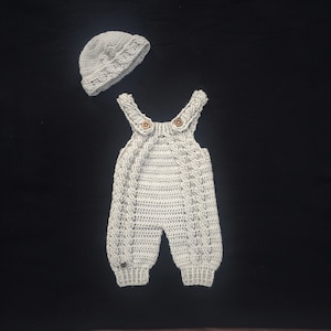 Crochet PATTERN - Hugo Baby Romper and Hat Newborn to 3 Months DK/8 Ply