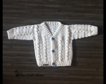 Crochet PATTERN Zeb Baby Cardigan Newborn to 2 Years DK/ 8 | Etsy