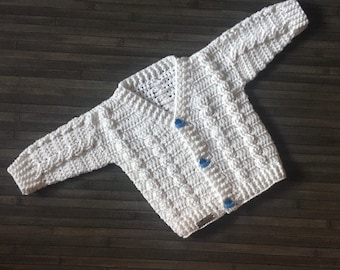Crochet PATTERN - Ethan Baby Cardigan Newborn - 2 Years DK/8 Ply