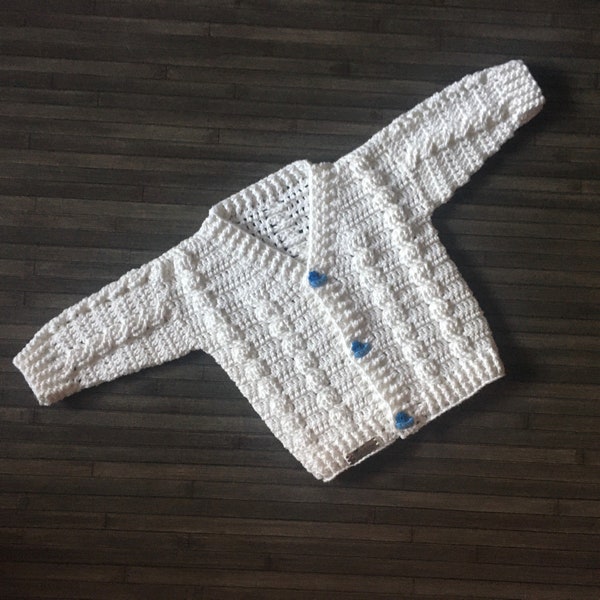 Crochet PATTERN - Ethan Baby Cardigan Newborn - 2 Years DK/8 Ply