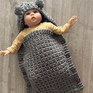 Crochet PATTERN - Koala Crochet Baby Sleeping Bag, Baby Cocoon, Baby Sack, Baby Push Chair Button Up Blanket, Baby Shower Gift, ENGLISH ONLY