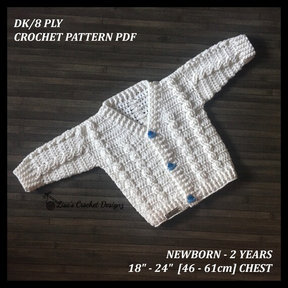 Crochet PATTERN Ethan Baby Cardigan 