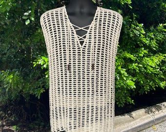 Crochet Pattern - Cade | Mesh T-Shirt Tank Top with Low V-Neck | Unisex Design for Men & Women | Sizes S–5XL | English Only