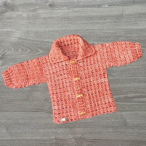 Crochet Baby Cardigan Pattern James, Collared Baby Sweater Crochet Pattern, 0–3 Months to 2 Years Aran 10 Ply