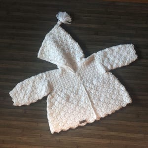 Crochet PATTERN - Cherry Baby Hoodie, Hooded Sweater Cardigan, Size 3 - 6 Months Dk 8 Ply Light Worsted 3, ENGLISH ONLY, Pattern for Girl