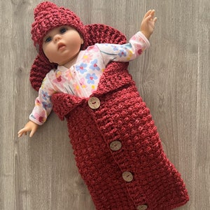 Crochet PATTERN - Berri Baby Shawl Collar Crochet Baby Cocoon, Baby Push Chair Button Up Blanket and Hat Set, Baby Shower Gift, ENGLISH ONLY