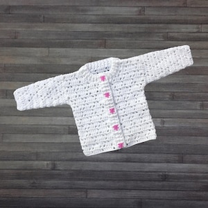 Crochet PATTERN - Rihanna Baby Cardigan Newborn to 3 Months Dk 8 Ply or Light Worsted 3 ENGLISH ONLY