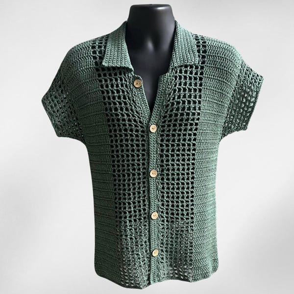 Crochet Pattern - Colt Crochet Men's Shirt PDF, Sizes S-5XL, DIY Clothing, Modern Crochet Top, Instant Digital Download