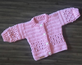 Crochet Pattern - Izzy Crochet Baby Cardigan Pattern (0–3 Years) Baby Sweater Crochet Pattern, DK 8 Ply
