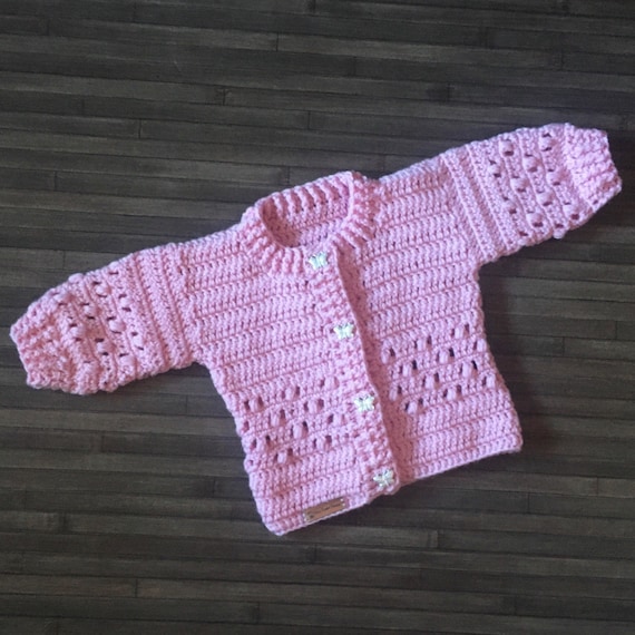 Pink single crochet baby sweater hotsell