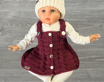 Cochet PATTERN - Harper Crochet Baby Dress Crochet Pattern Baby Toddler Child Pinafore 6 sizes Newborn - 4 Yrs w BONUS Hat Pattern ENGLISH