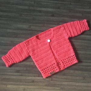 Crochet PATTERN - Coral Easy Baby Cardigan Crochet Pattern Newborn to 2 Years Dk 8 Ply ENGLISH ONLY