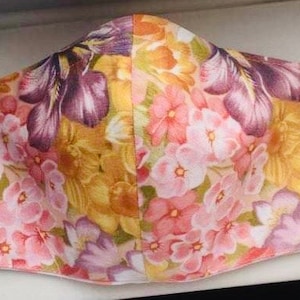 Cotton, Adjustable, Anti-Fog Face Mask with Nose Wire Spring Floral