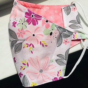 Cotton, Adjustable, Anti-Fog Face Mask with Nose Wire Soft Pink Floral