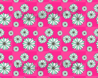 Pink Checkered Daisies, Repeat Seamless Pattern, Purple Aesthetic, Pattern for Fabrics, Surface Textile Design, Digital Paper for Crafting