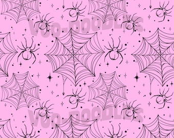 Rosa Spinnennetze, nahtloses Muster wiederholen, rosa Ästhetik, Muster für Stoffe, Oberflächentextildesign, digitales Papier zum Basteln