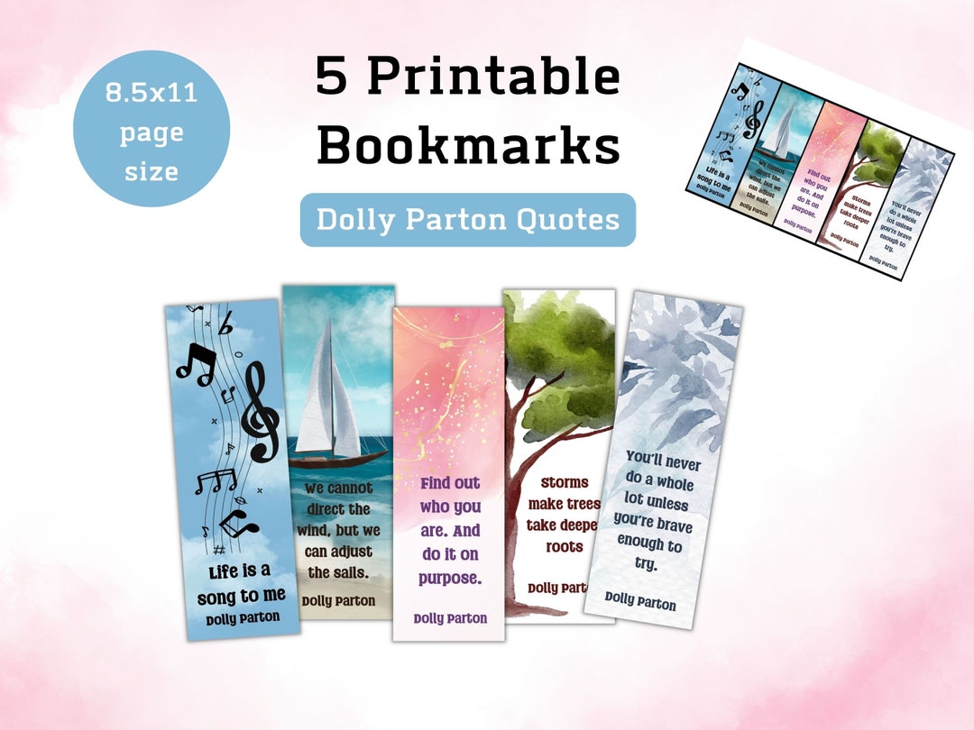 PRINTABLE Bookmarks With Dolly Parton Quotes Quotes for Dolly Parton