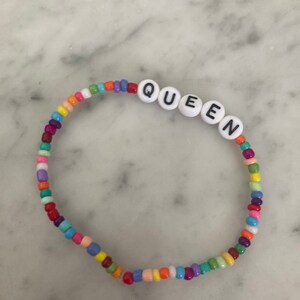 Rainbow Beaded Bracelet. Glass Beads with Acrylic Letters. Be Kind. Love. Peace. Pride