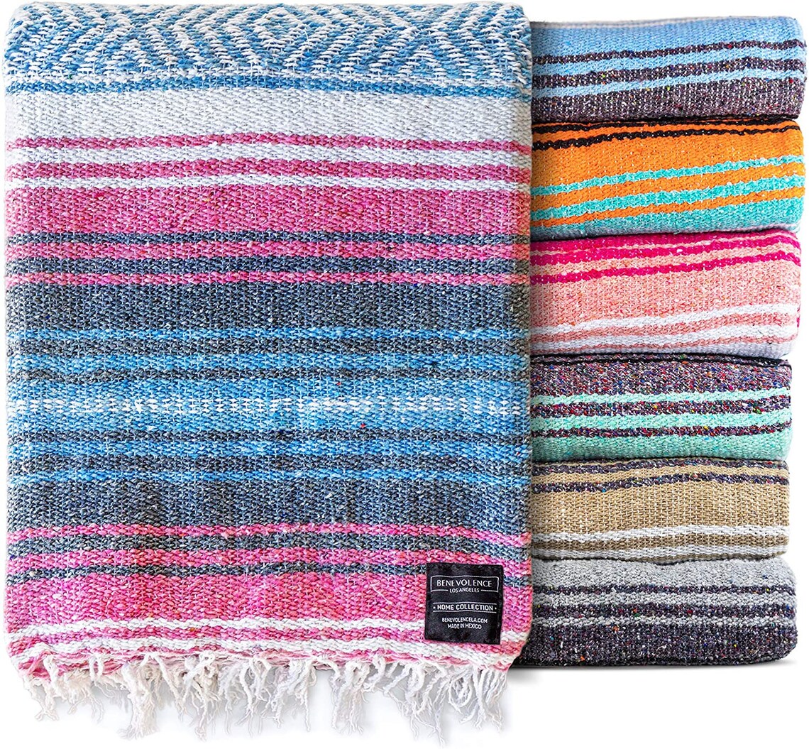Authentic Mexican Blanket Beach Blanket Handwoven Serape Etsy