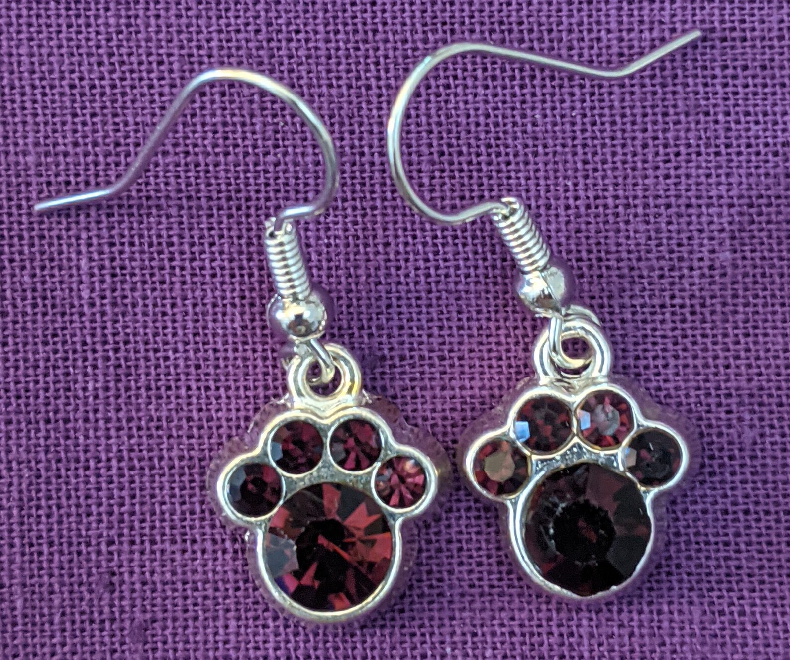 Dog Paw Earrings Rhinestones Dangle Earrings Hypoallergenic Etsy