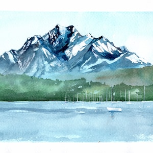 A5 Luzern (Switzerland), Pilatus mountain / digital print from an original handmade Watercolor I made.
