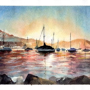 A5 Luzern (Switzerland), Luzern lake / digital print from an original handmade Watercolor I made.