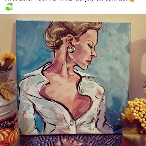 Painting of Pretty Woman Profile View, 12”