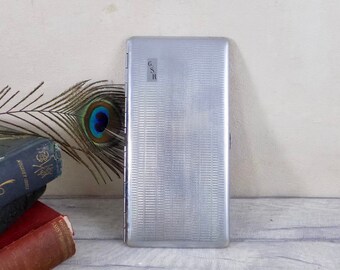 Vintage 1930-40s Art Deco white metal cigarette wallet / cigarette case / tin / box / marked &#39;G.S.H