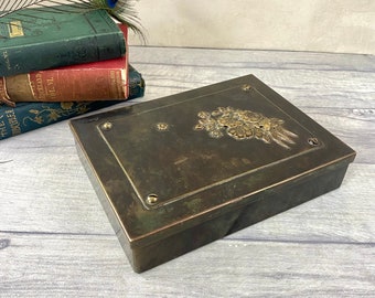 Vintage Jugendstil Dekorative Bronze Box von Jorge Bautista / Schmuckkästchen