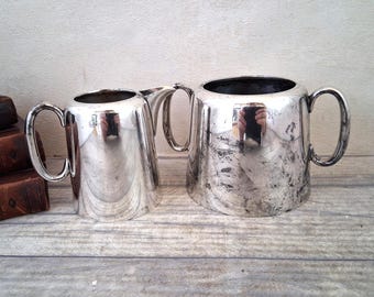 Vintage versilbertes Hotelware Milchkännchen / Sahnegießer und Zuckerdose / TL&SS von Sheffield