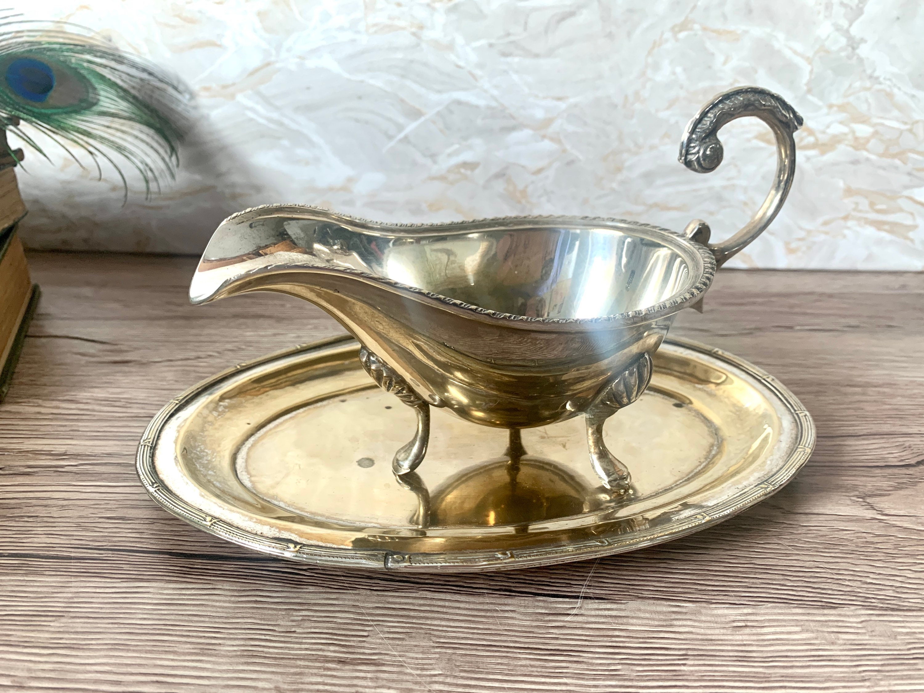 Vintage Silver Plated Gravy Boat and Tray / Sauce Boat and Etsy UK