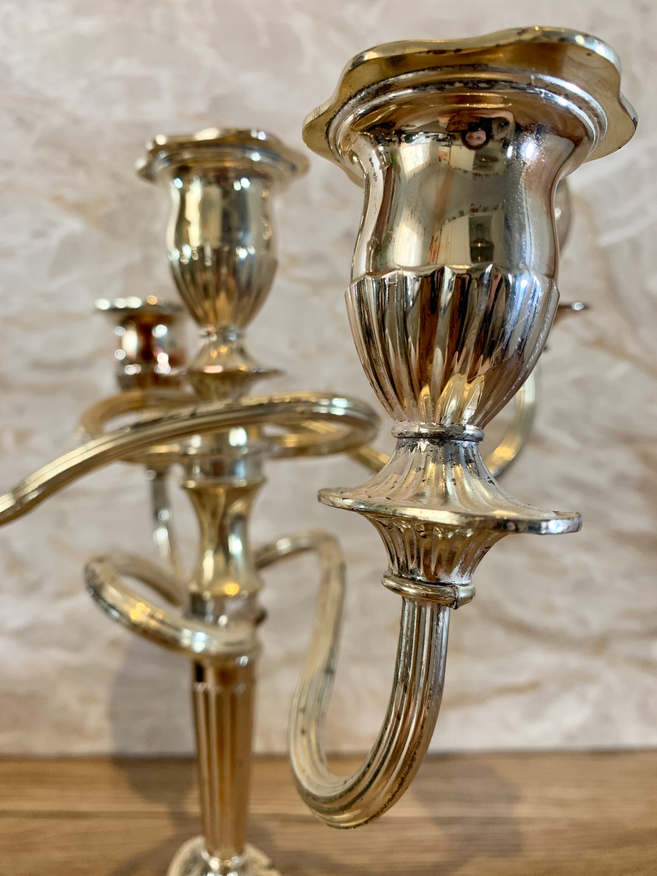 Candelieri Candelabri Portacandele A 5 Bracci, In Metallo, In Argento, In Stile Europeo, Candelabri, Cena A Lume Di Candela - 6