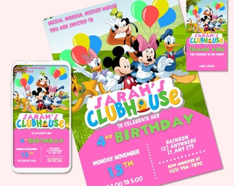 Mickey Mouse Clubhouse Birthday Invitation Boy Digital or Printed Thank ...