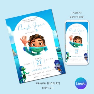Luca invitation Luca Birthday Invite Printable invitation Luca Party Invites Digital download Editable Template, canva