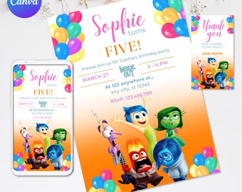 Inside Out Invitation Inside Out Birthday Invitation Inside Out Party Inside Out Invitation Inside Out Digital File, Instant Download Canva