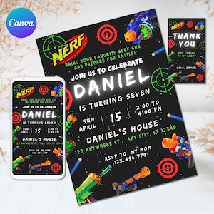Dart Birthday Invite, Editable Birthday Party Invitation, Dart Birthday Party Invitation, Editable With Canva Printable, Instant Download