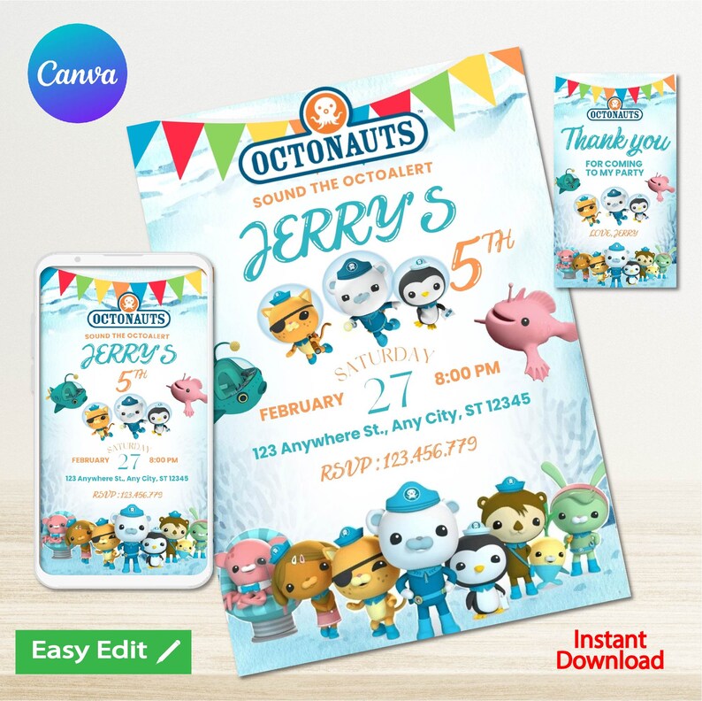 Editable the Octonauts Birthday Invitation Template, Octonauts ...