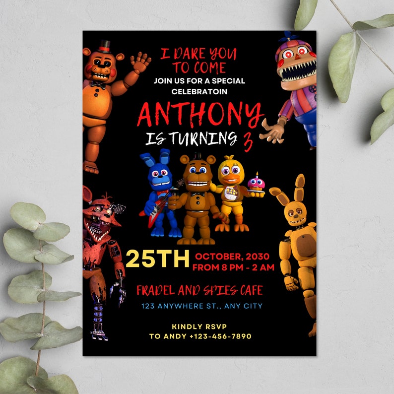 Five Nights at Freddys Invitation - Kids Invitation - Digital Party ...