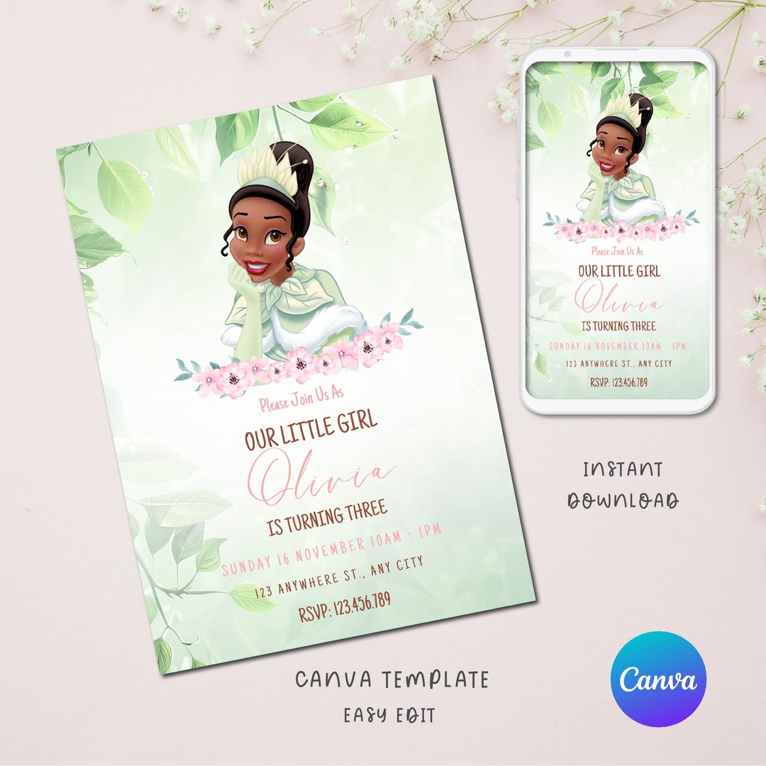 Tiana Birthday Invitations | Printable Princess Baby Tiana Invite ...