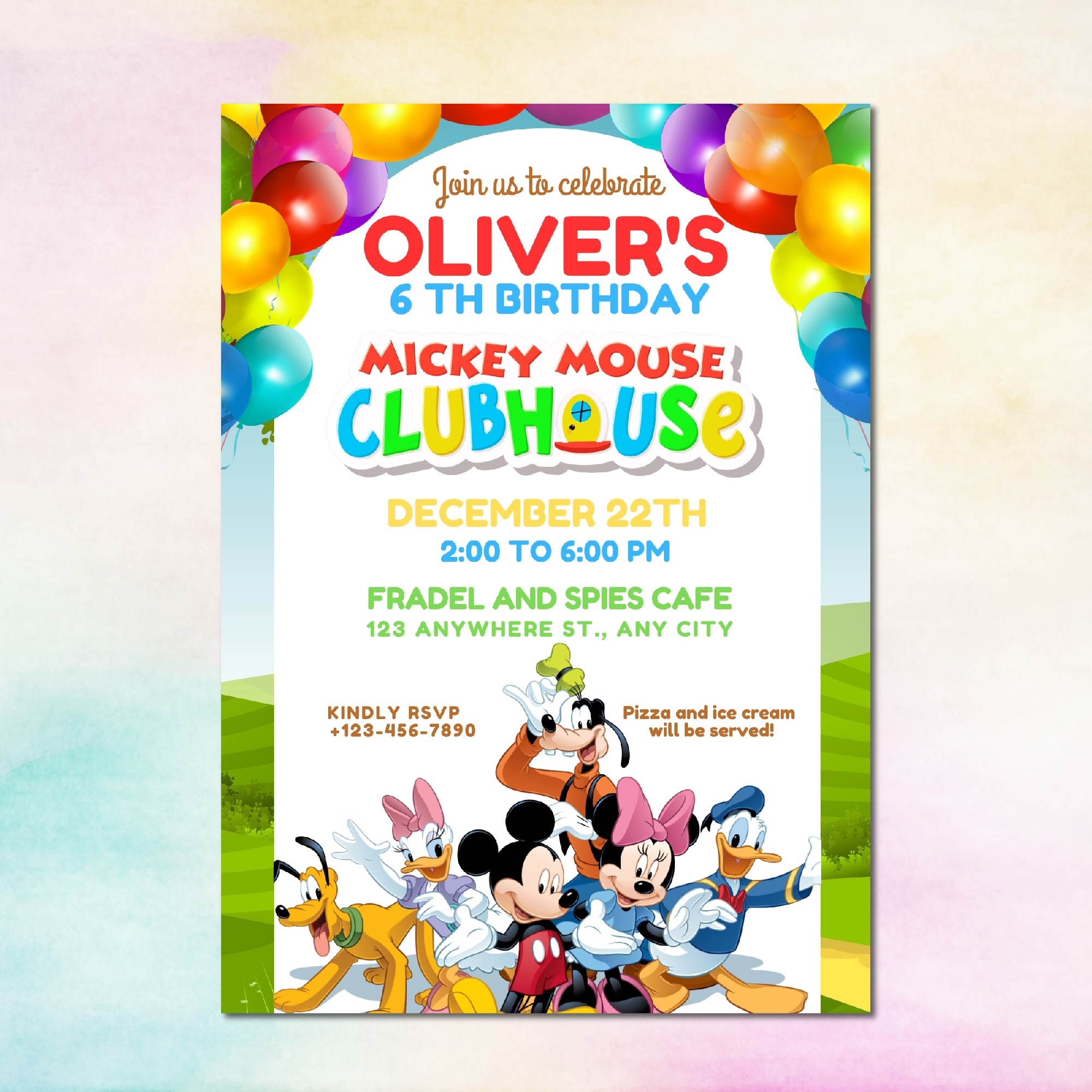 Mickey Mouse Clubhouse Birthday Invitation Boy Digital or Printed Thank ...
