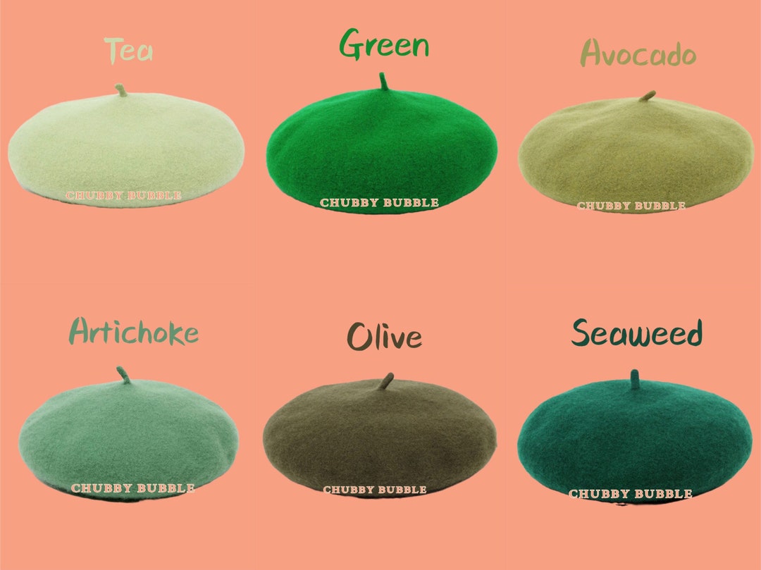 Green Beret, 100 Wool, French Beret, Dark Green, Winter Hat, Vintage