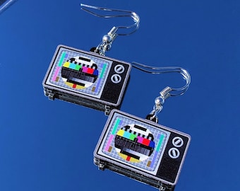 Tv television earrings, acrylic cute funky earrings, birthday gift, funky jewelry jewellery, cute kawaii y2k lovely earrings,