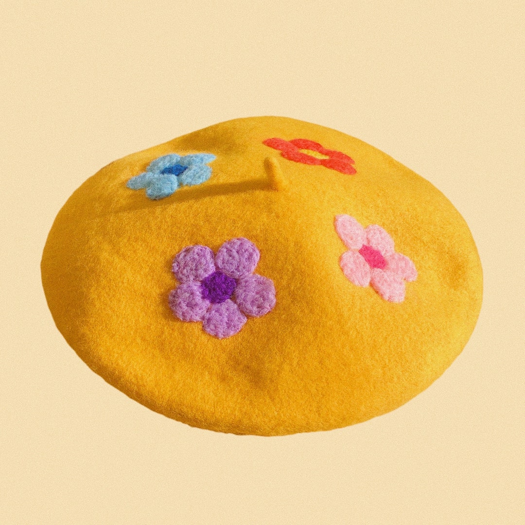 Flowers Beret, Beret Hat, French Beret, Handmade Beret, Gift  display picture 2